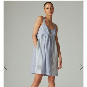 Lucky Brand Striped Linen Cutout Babydoll Dress